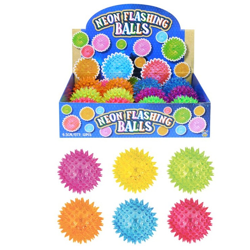 Neon Flashing Spiky Ball - 6.5cm - Each