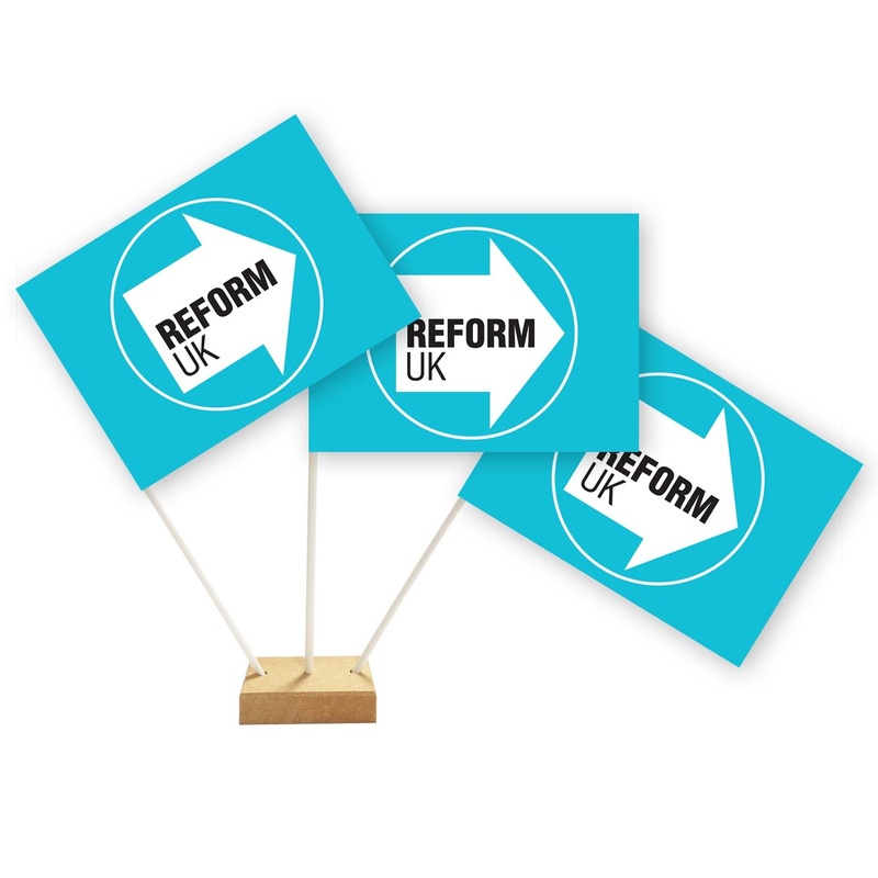 Reform UK Party Paper Table Flags - 15cm on 30cm Pole - Each