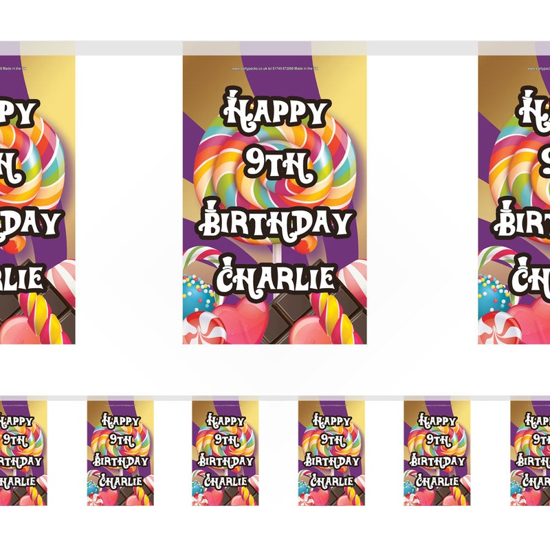 Wonka Chocolate Factory Personalised Paper Flag Bunting - 3m