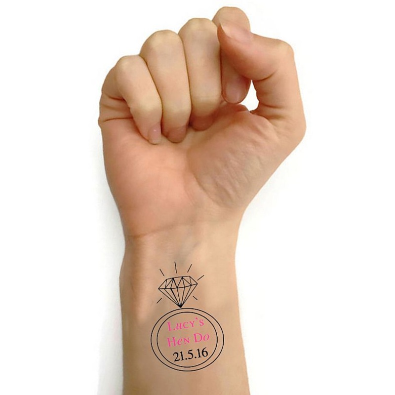 Personalised Hen Party Tattoos- Pack of 16 - 'Ring' Design