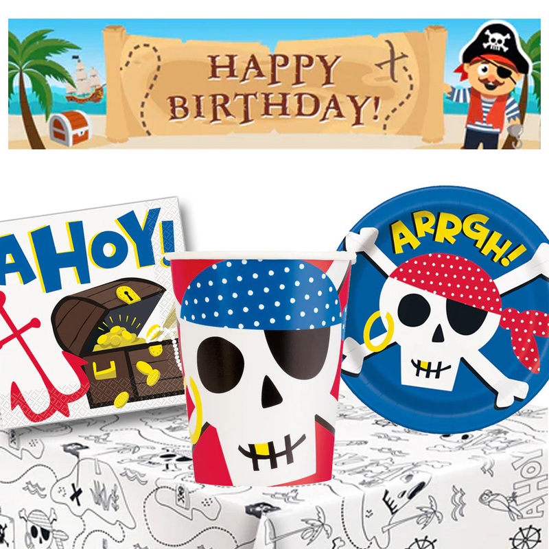 Pirate Fun Party Tableware Pack - For 8