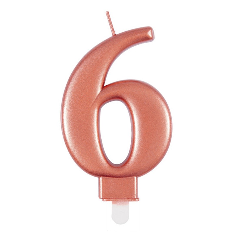 Rose Gold Metallic Number 6 Candle - 6cm