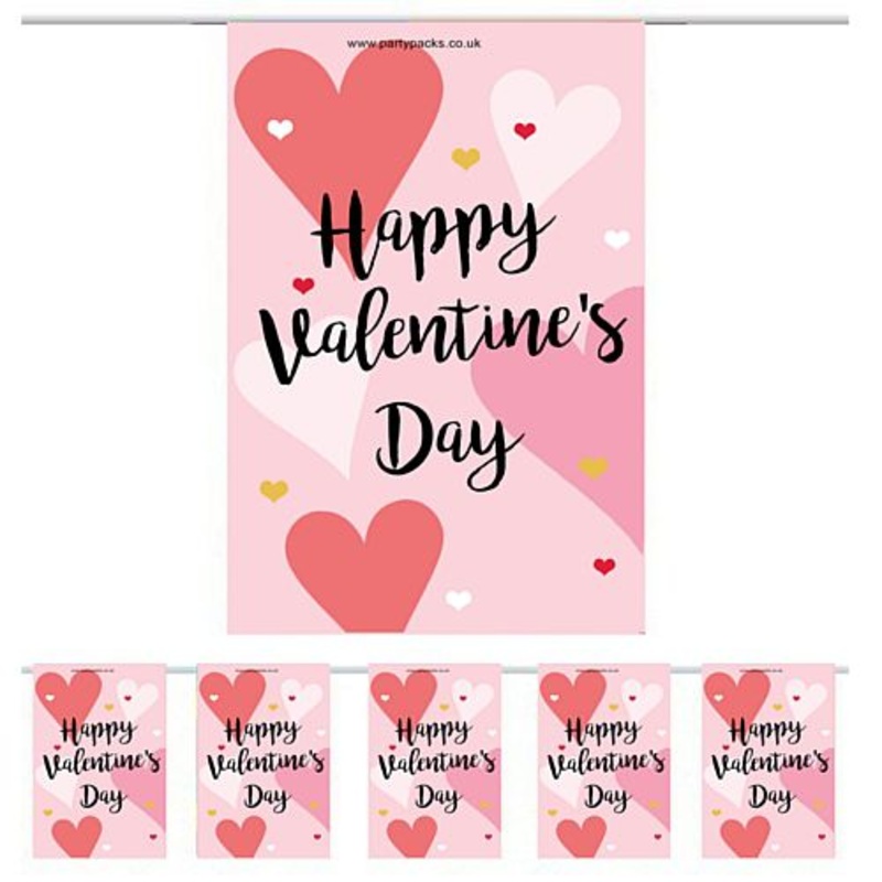 Valentine's Kisses Flag Bunting - 2.4m