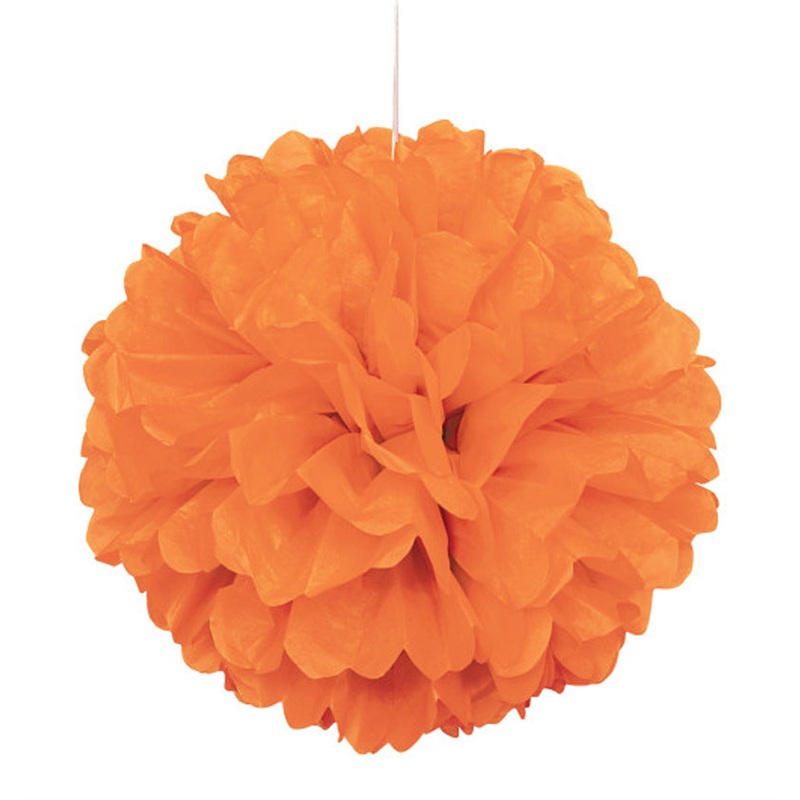 Orange Pom Pom Tissue Decoration - 40cm