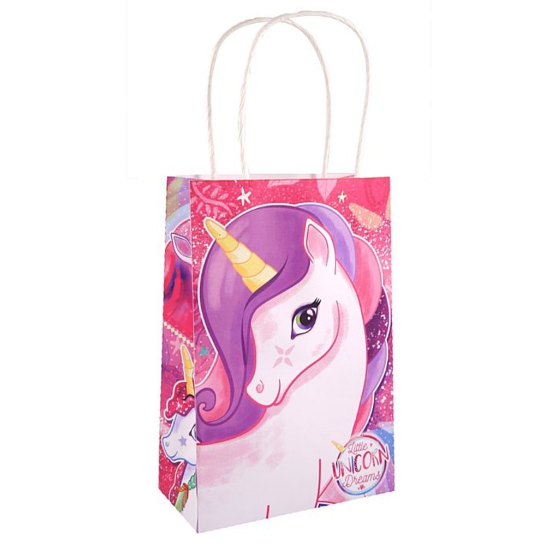 Unicorn Paper Party Bag With Handles - 21cm - Each