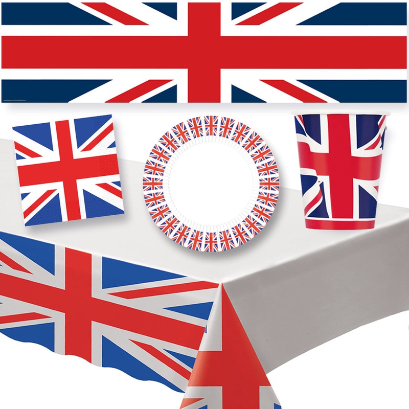Union Jack Tableware Pack for 8 - With FREE Banner!