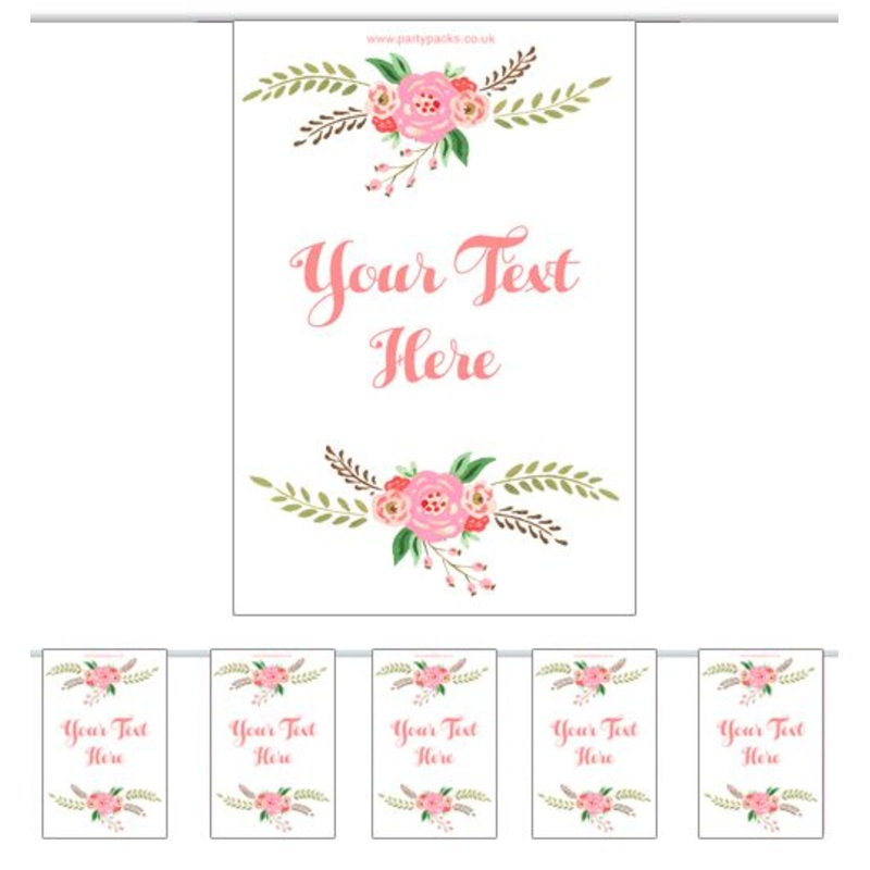 Personalised Boho Flowers Bunting - 3m
