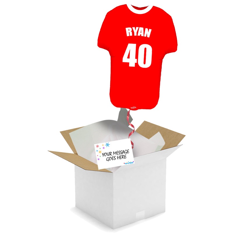 Personalised Inflated Red Sports Shirt Foil Balloon in a Box - 24"