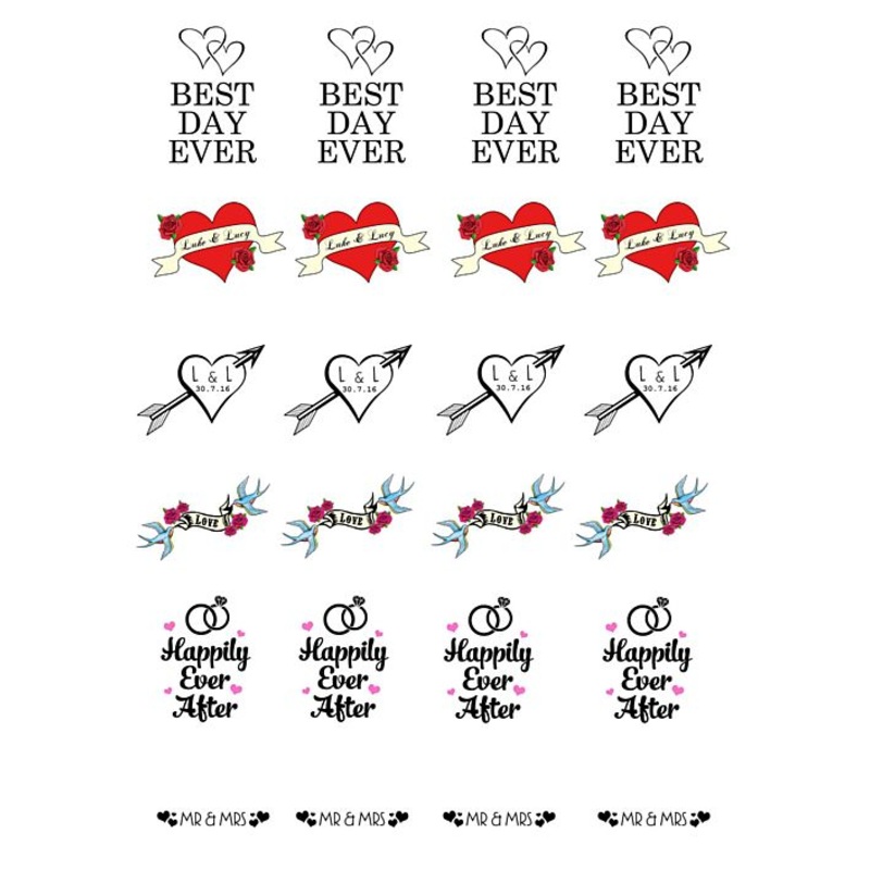 Personalised Wedding Tattoos- Pack of 24