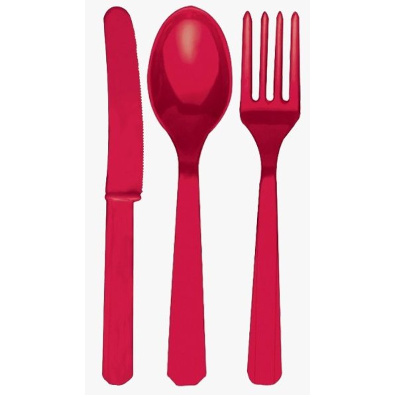 Red Reusable Cutlery - Pack of 18