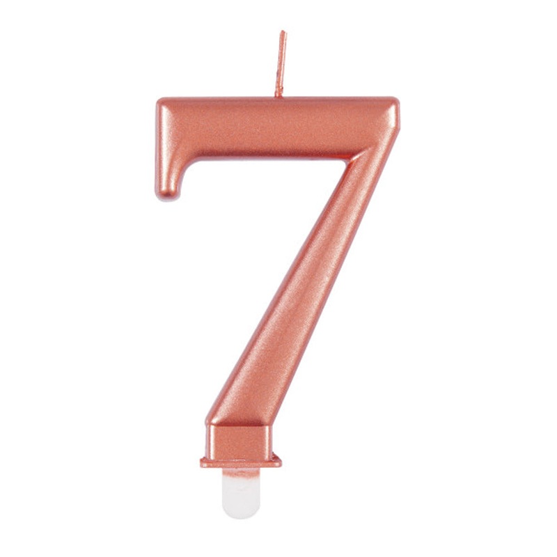 Rose Gold Metallic Number 7 Candle - 6cm