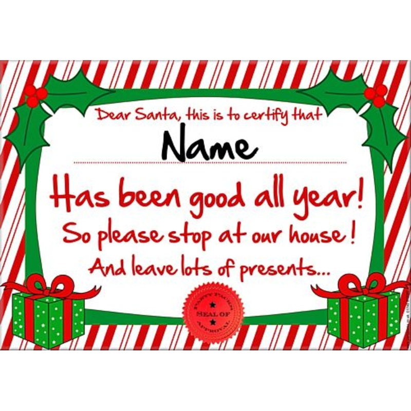 Santa- Been Good Personalised Certificate - A3
