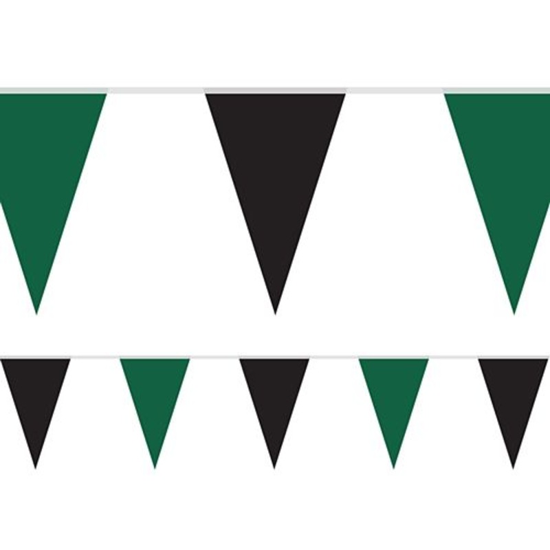 Pixel Blocks Green and Black Fabric Pennant Bunting - 24 Flags - 8m