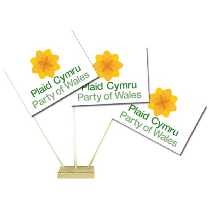 Plaid Cymru Paper Table Flags - 15cm on 30cm Pole - Each