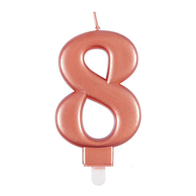 Rose Gold Metallic Number 8 Candle - 6cm