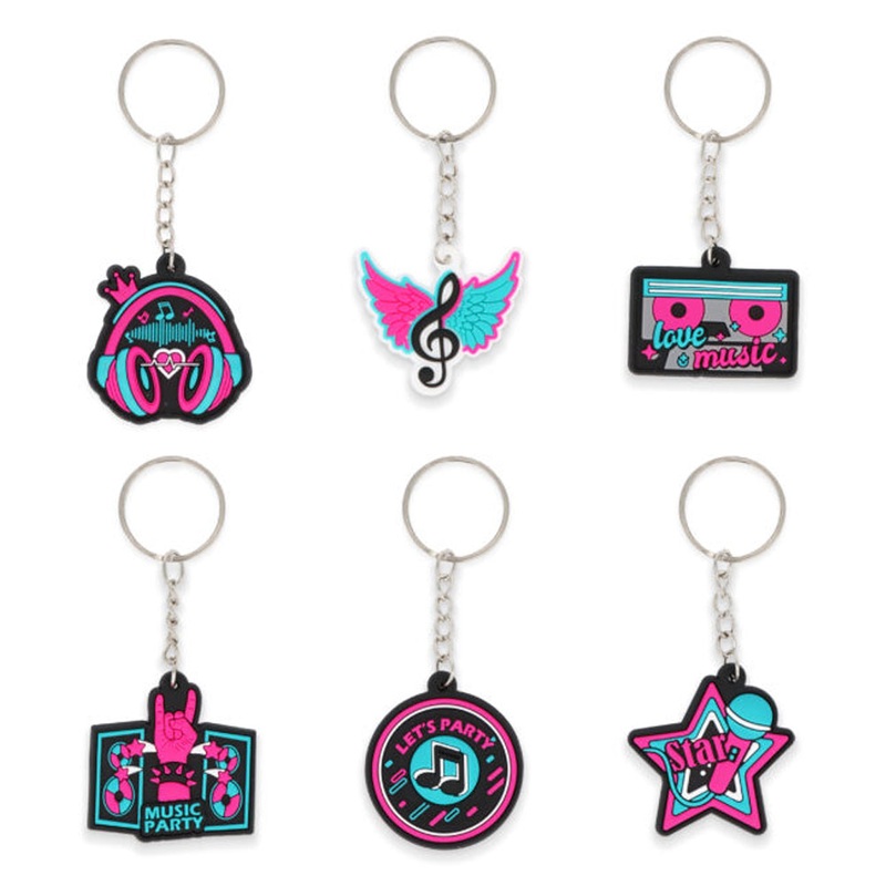 Music Themed Keyrings - 4cm - Assorted Designs - Each
