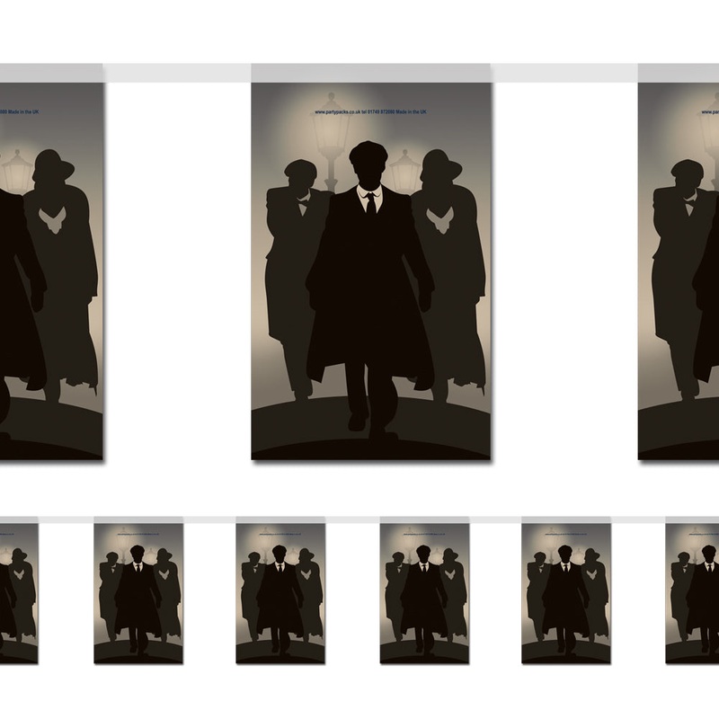 Peaky Gangsters Silhouettes Paper Flag Bunting - 2.4m