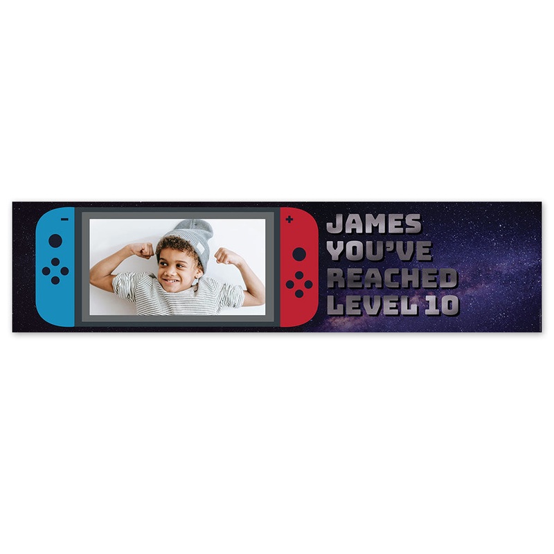 Pixel Blocks Gamer Personalised Banner - 30cm x 120cm