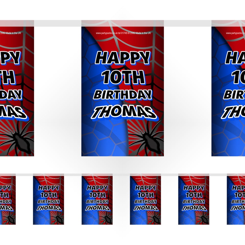 Spider-Hero Personalised Paper Flag Bunting - 3m