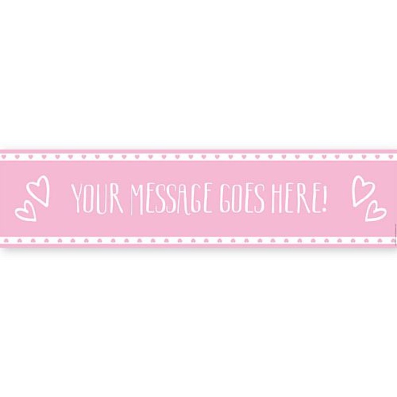 Pink Hearts Personalised Banner - 1.2m