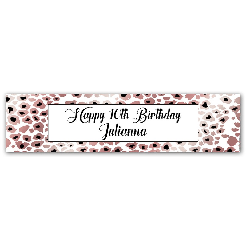 Rose Gold Leopard Print Personalised Banner - 1.2m