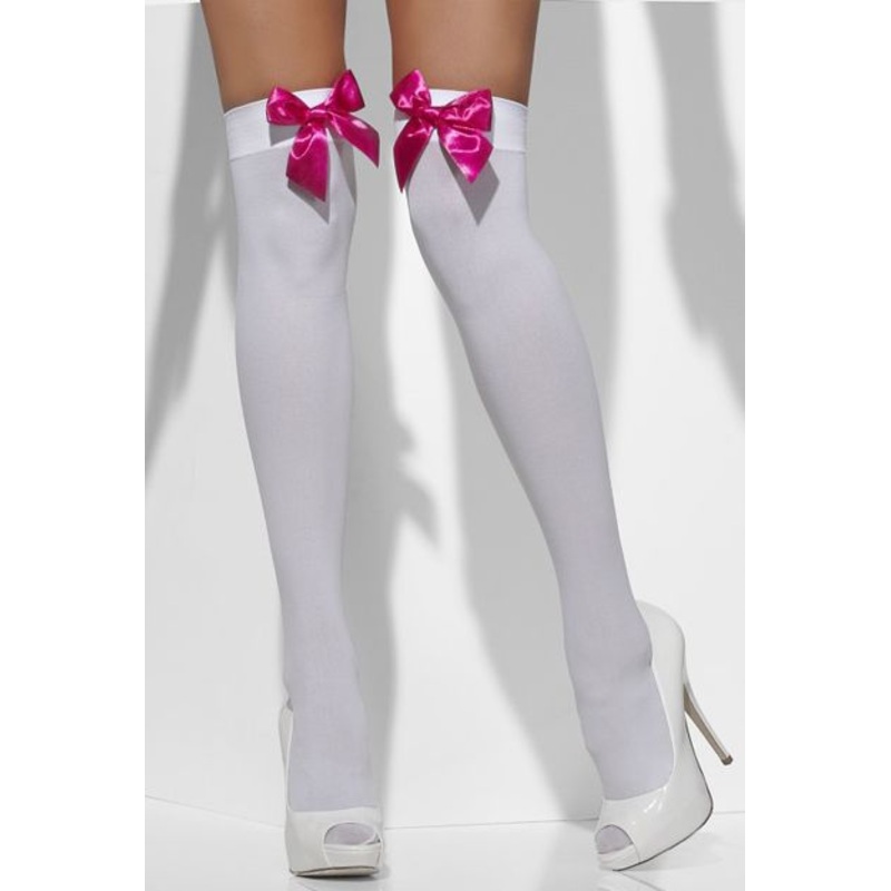 White Stockings with Hot Pink Bow