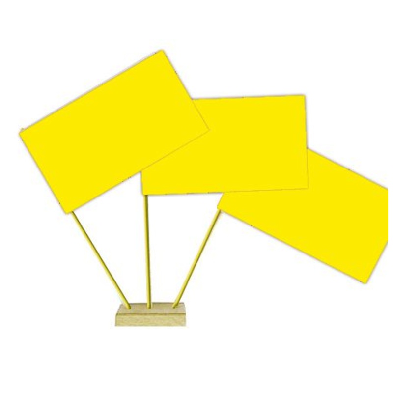 Yellow Paper Table Flags - 15cm on 30cm Pole - Each