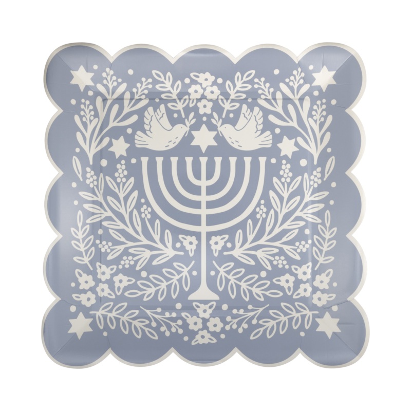 Floral Menorah Plate