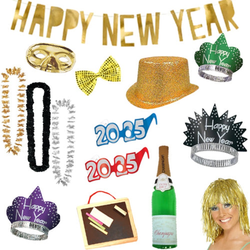 New Year's Eve 2025 Fancy Dress Photo Booth Party Pack