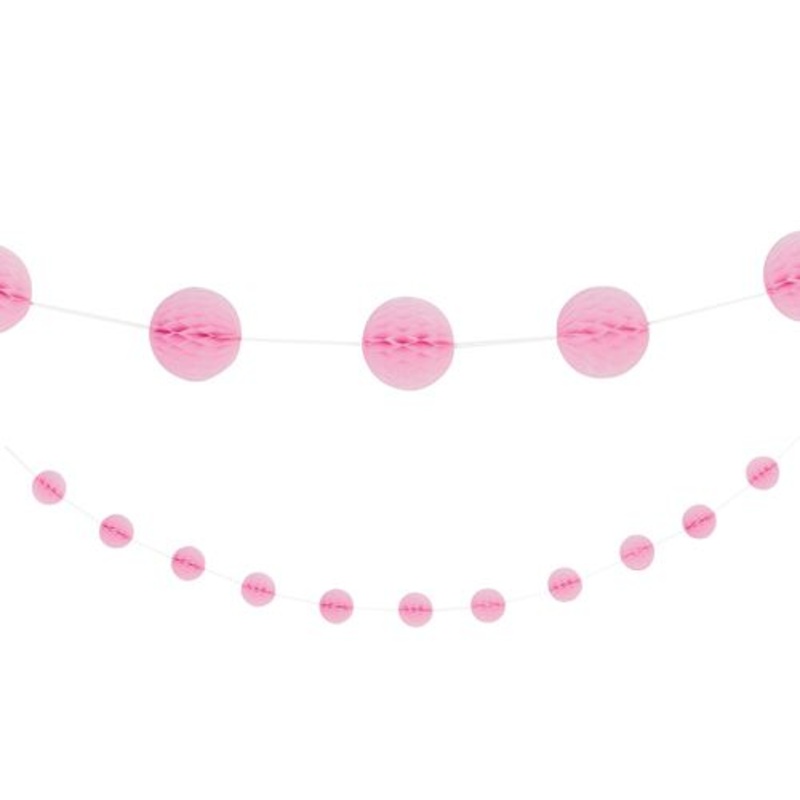 Pastel Pink Honeycomb Ball Garland - 2.1m