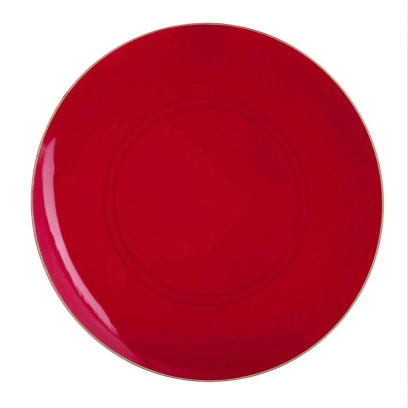 Red Gold Round Plastic Plates