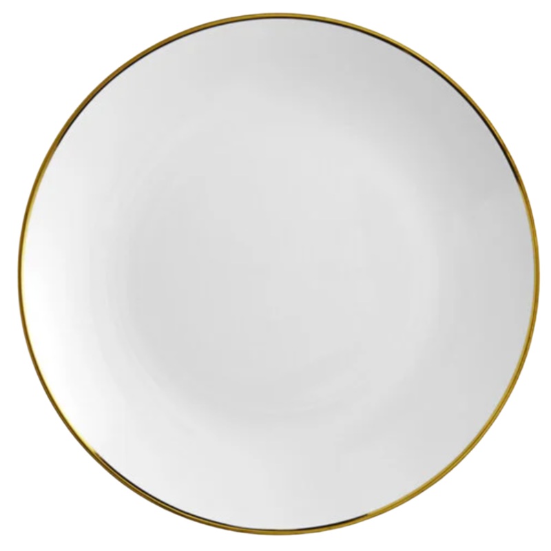 Round White  Gold Plastic Plates