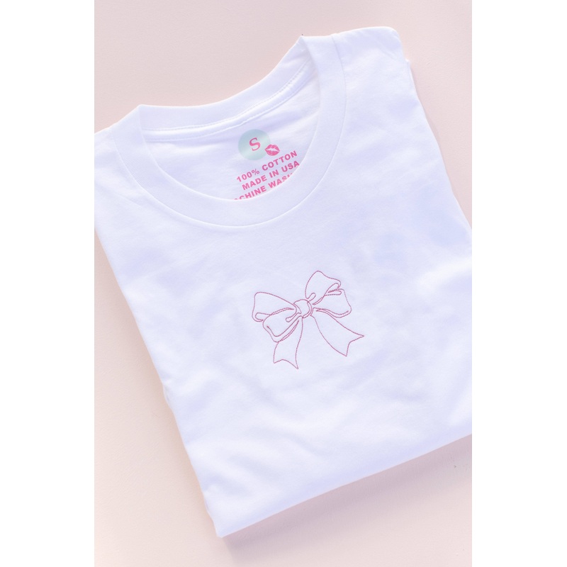 Small Coquette Bow Embroidery Tee