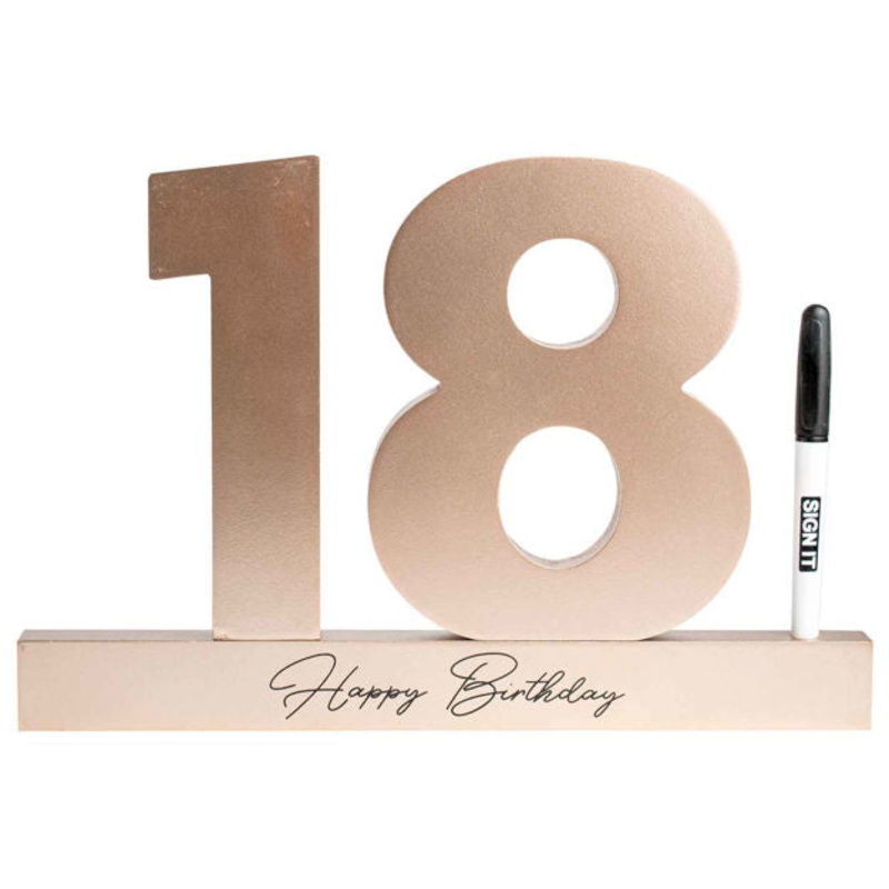 18th Signature Block Rose Gold