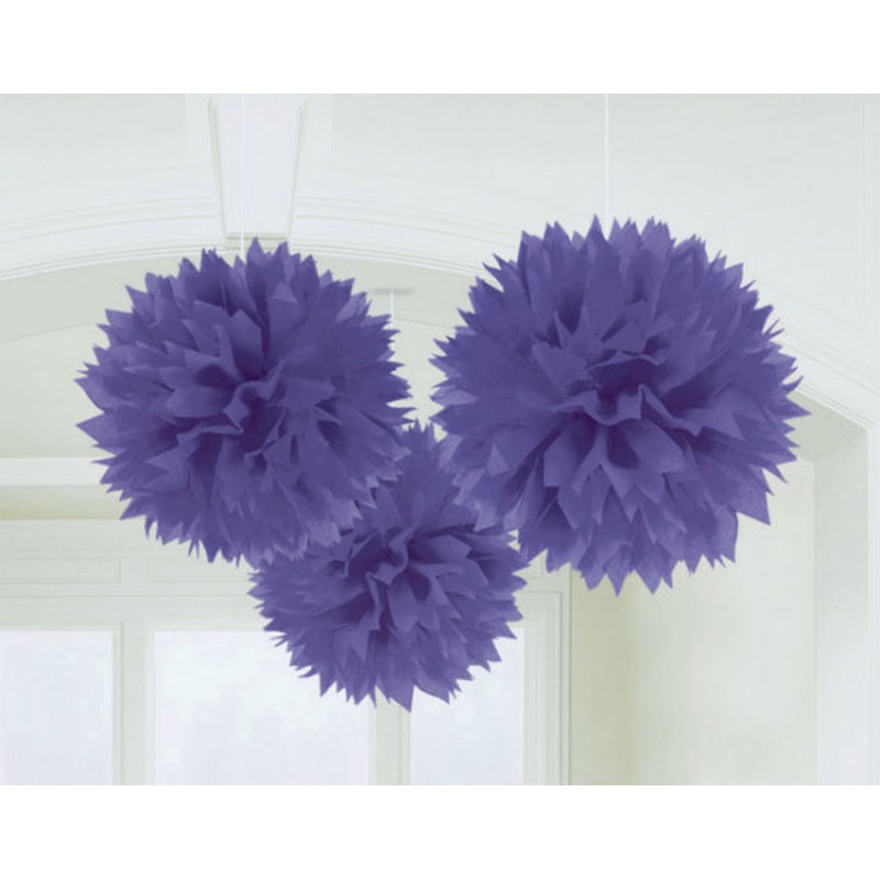 Purple Tissue Paper Puff Ball 3pk