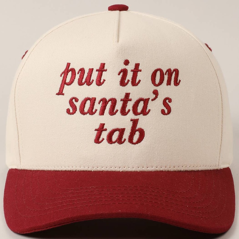 Put It On Santa's Tab Text Embroidery Baseball