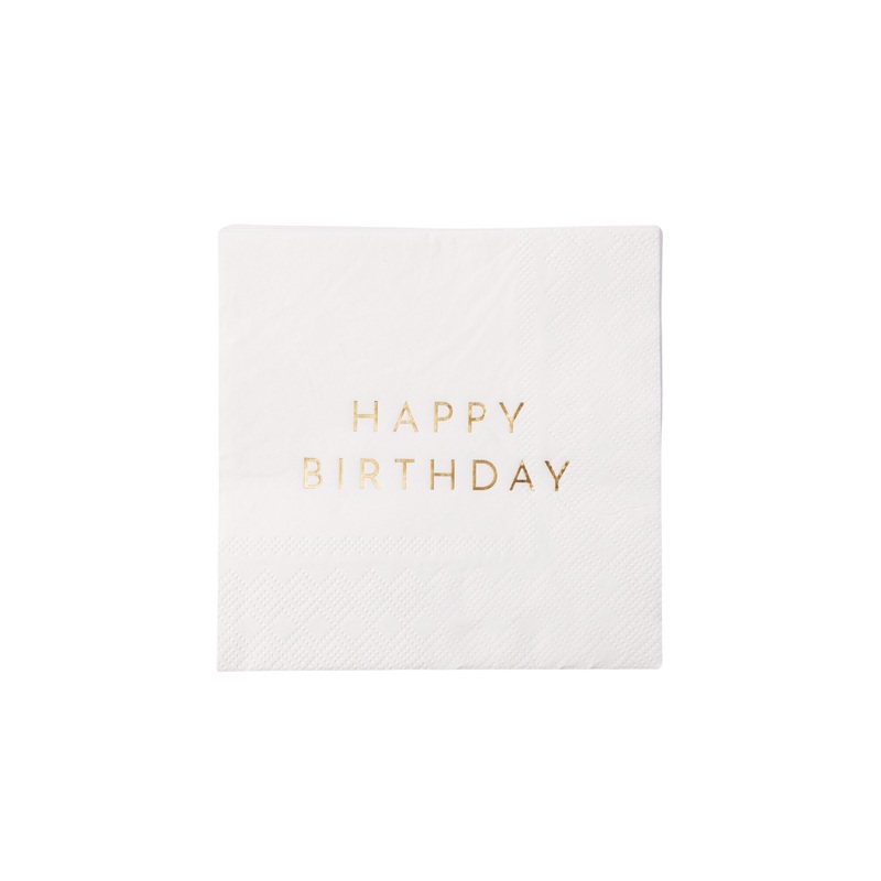 White & Gold Birthday Cocktail Napkins