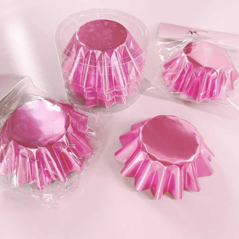 More Cuppies Pink Foil Ripple Cupcake Baking Cups 24pk