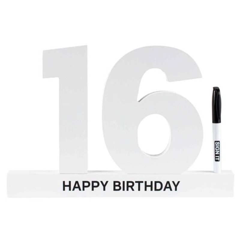 16th Birthday Signature Block White