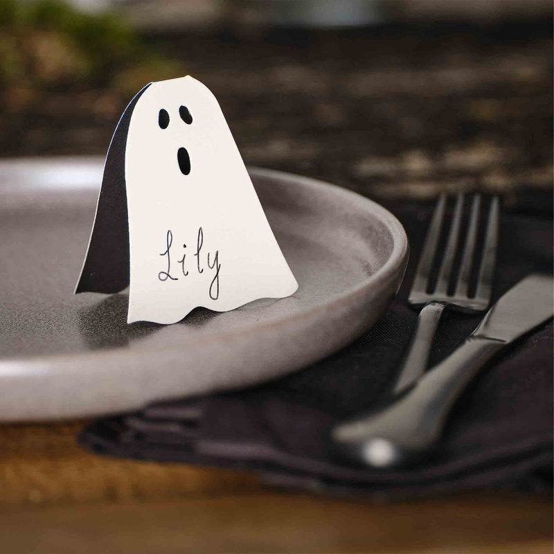 Pumpkin Spice Ghost Paper Place Cards FSC
