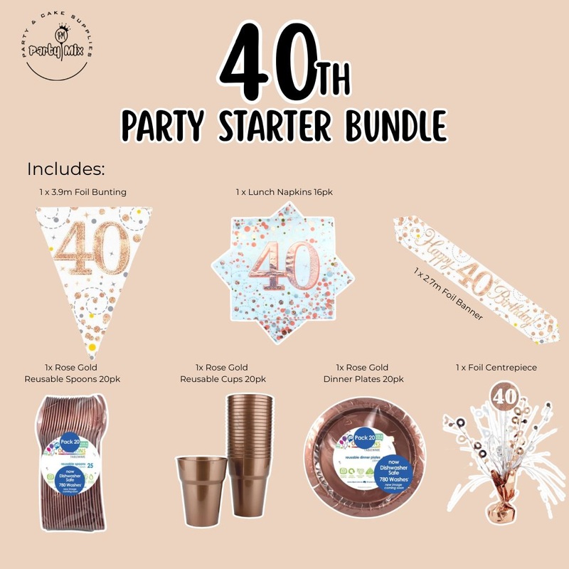 40th Party Starter Bundle Rose Gold & White
