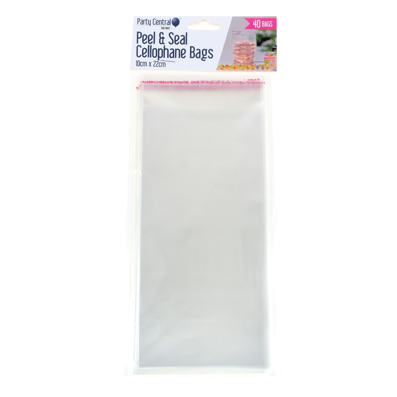 Premium Peel & Seal Cellophane Bags - 10cm x 22cm - 40pk