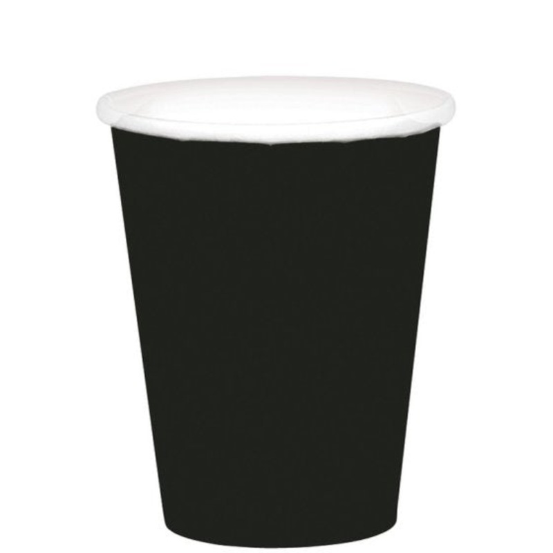 266ml Cups Paper 20 Pack - Jet Black