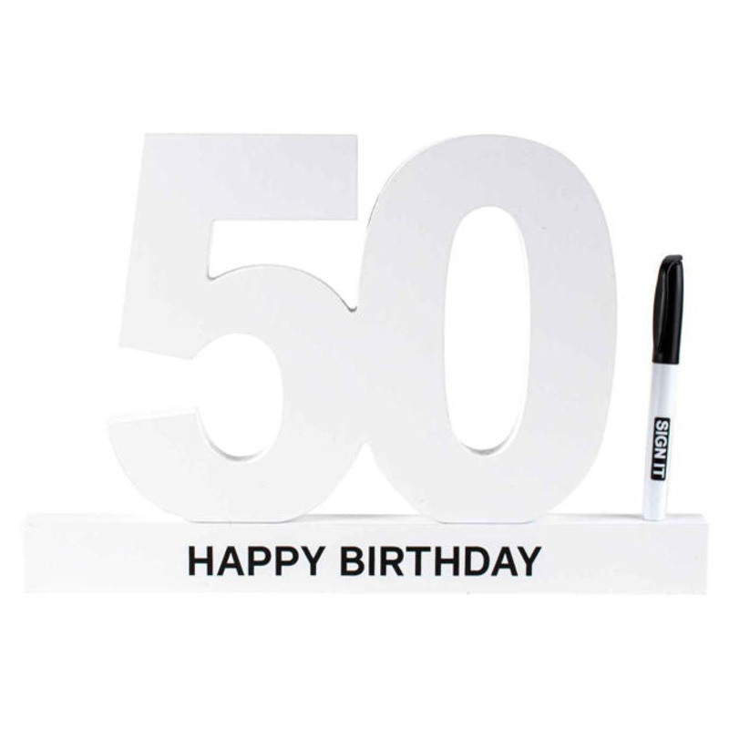 50th Birthday Signature Block White