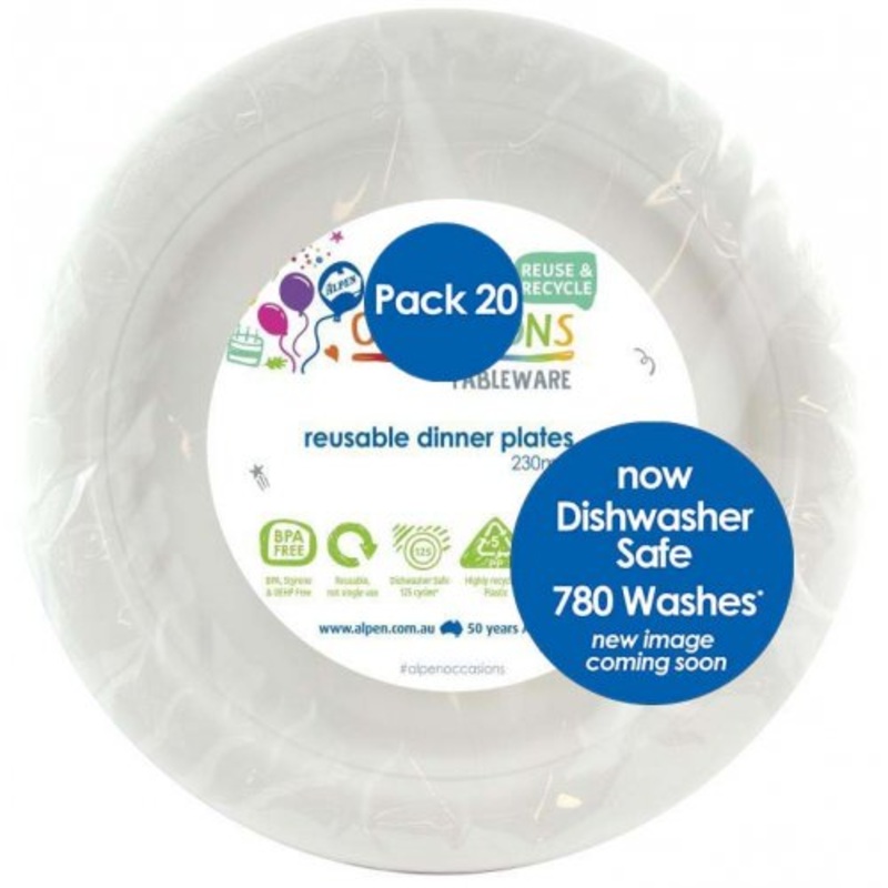 Reusable Dinner Plates Pack 20 - White