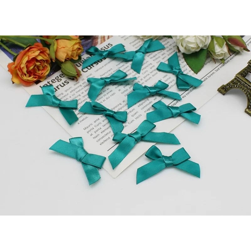 Satin Ribbon Bow 10pk - Teal