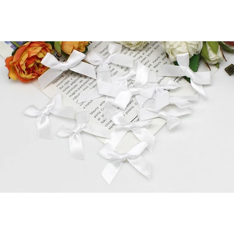 Satin Ribbon Bow 10pk - White