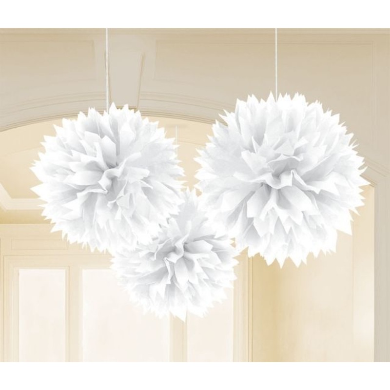 White Tissue Paper Puff Ball 3pk