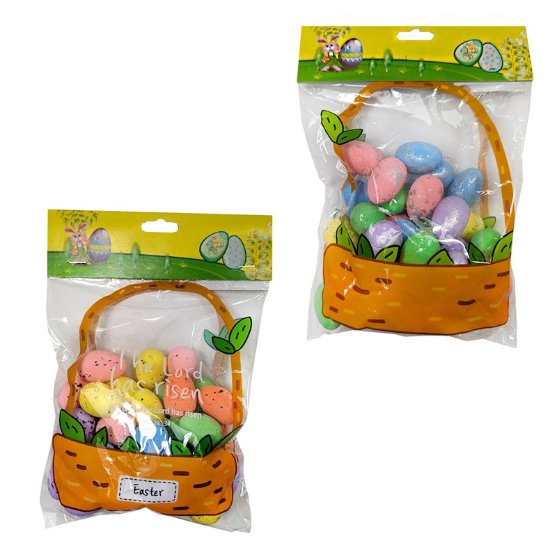 PK/36COLOURFUL EASTER EGGS IN POLYBAG W/ HEADER,