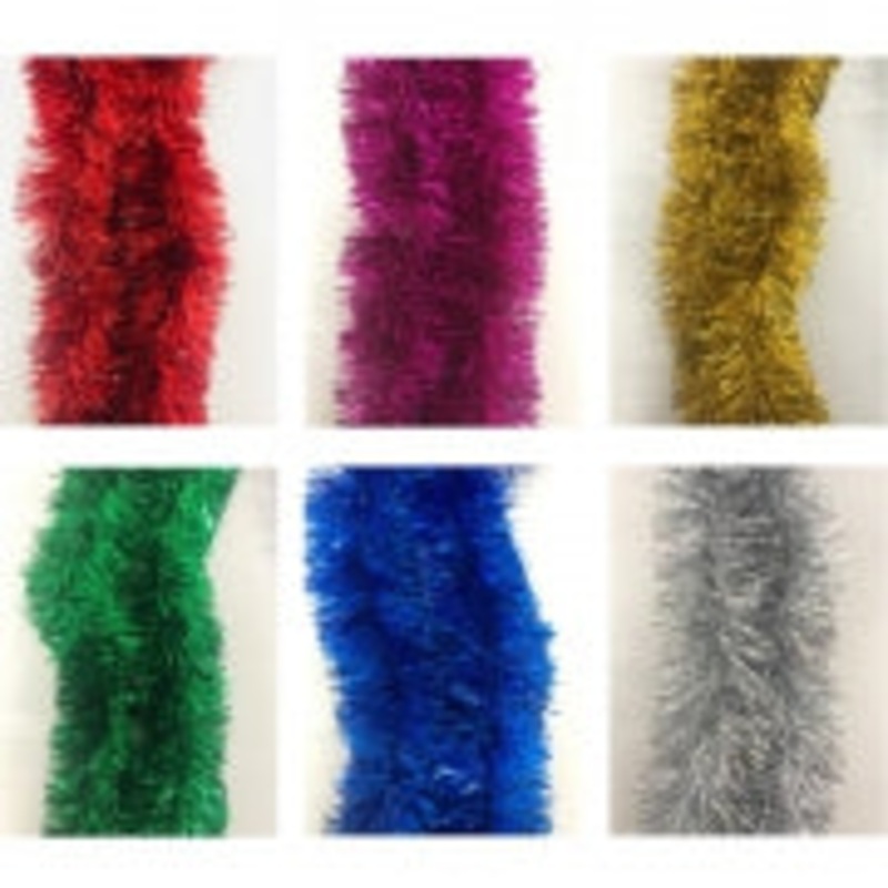 XMAS TINSELS 12CM 2M 6PLAIN COLORS